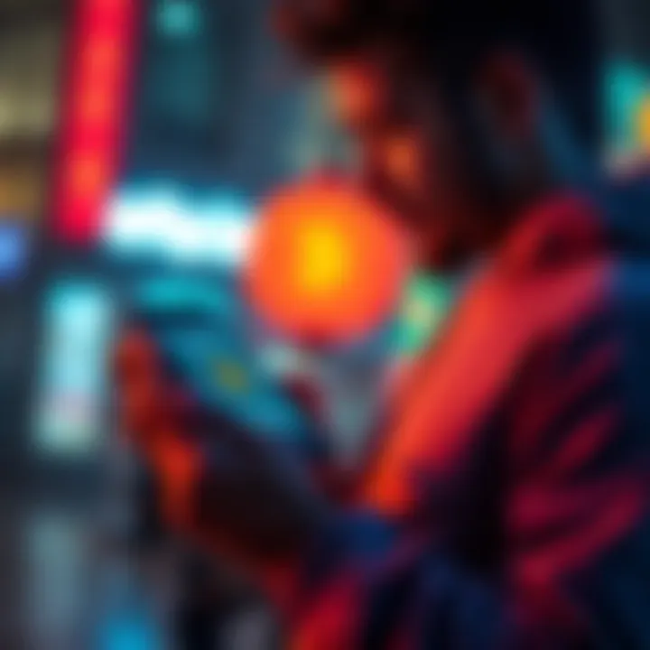 Person using a crypto wallet on a smartphone A person holding a smartphone displaying a crypto wallet app, looking thoughtful about payments