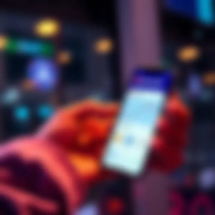 A person using a smartphone to cash out cryptocurrency through the Revolut app, showing charts and currency symbols on the screen.