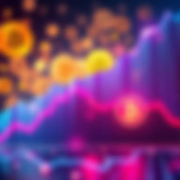 A downward graph illustrating the fall of cryptocurrency value amidst a financial crisis, with Bitcoin symbols fading in the background.