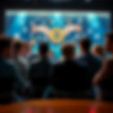 Cryptocurrency Education Discussion A group of people discussing cryptocurrency education in a forum setting, with various reactions displayed like thumbs up and down, representing mixed opinions.