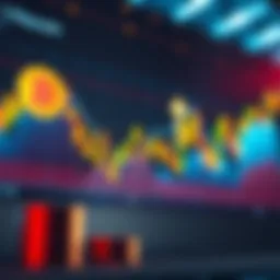 A chart showing trends and price movements of BTC, ETH, and DOGE with upward arrows indicating potential growth.