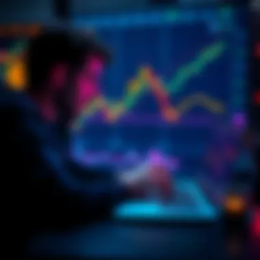 A person looking at cryptocurrency charts on a laptop, contemplating selling Bitcoin, Ethereum, or Solana