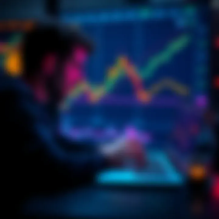 A person looking at cryptocurrency charts on a laptop, contemplating selling Bitcoin, Ethereum, or Solana
