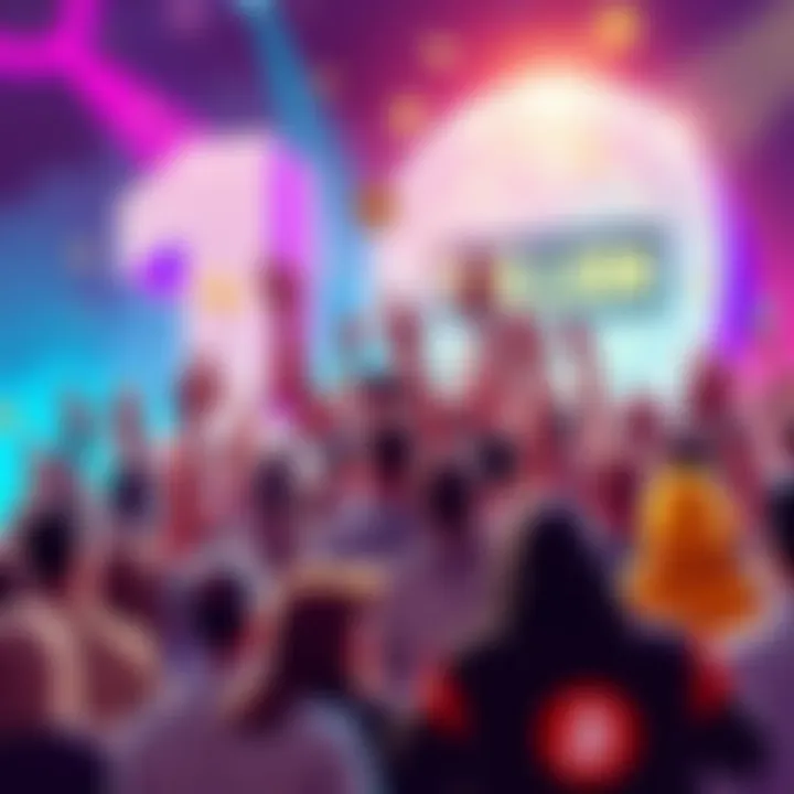 A vibrant graphic showing a diverse group of people celebrating the growth of a cryptocurrency forum with digital coins and a large number 10 million in the background.