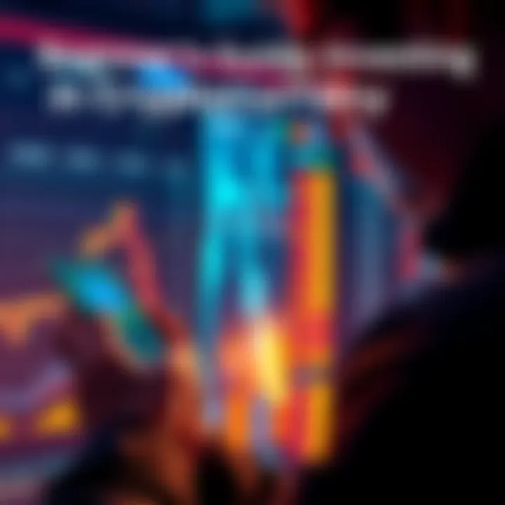 A person looking at a smartphone displaying cryptocurrency prices and charts