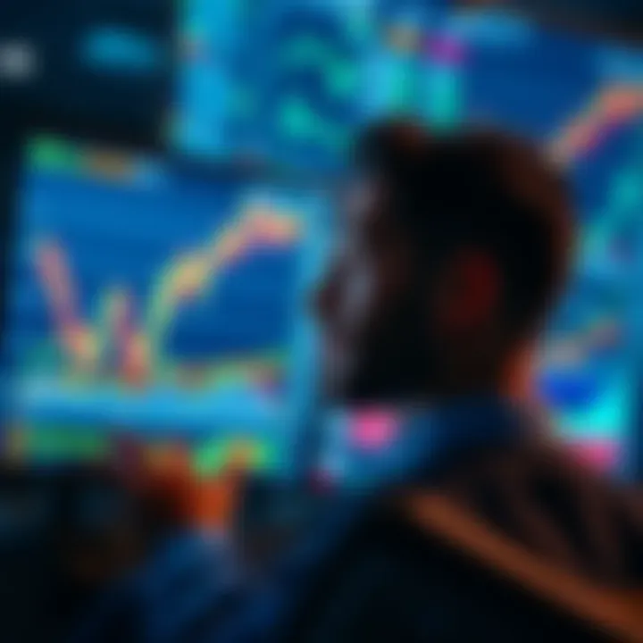 An investor looks at cryptocurrency charts on a screen, contemplating the growth of Bitcoin and Ethereum over time.
