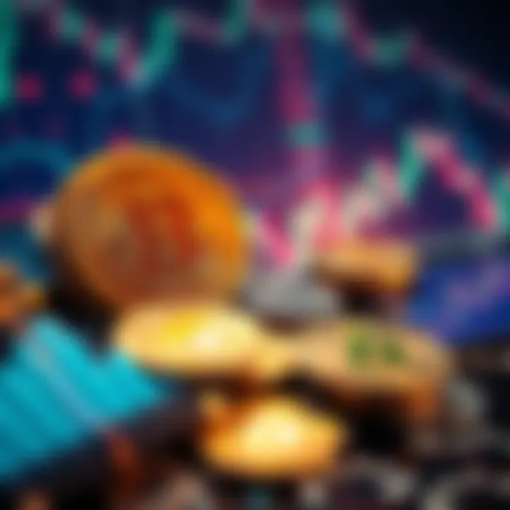 A visual representation of cryptocurrency coins and charts showing decline, emphasizing market challenges and concerns about investment strategies.