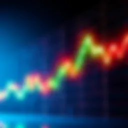 A graph showing a V-shaped recovery in cryptocurrency prices with bright green and red lines indicating growth and past declines.