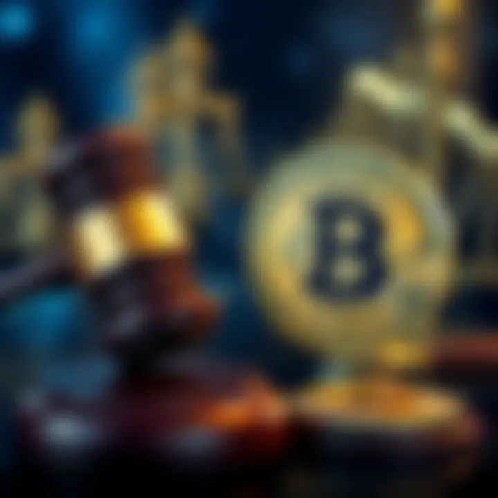 A gavel next to a Bitcoin symbol, representing the impact of new regulations on cryptocurrency.