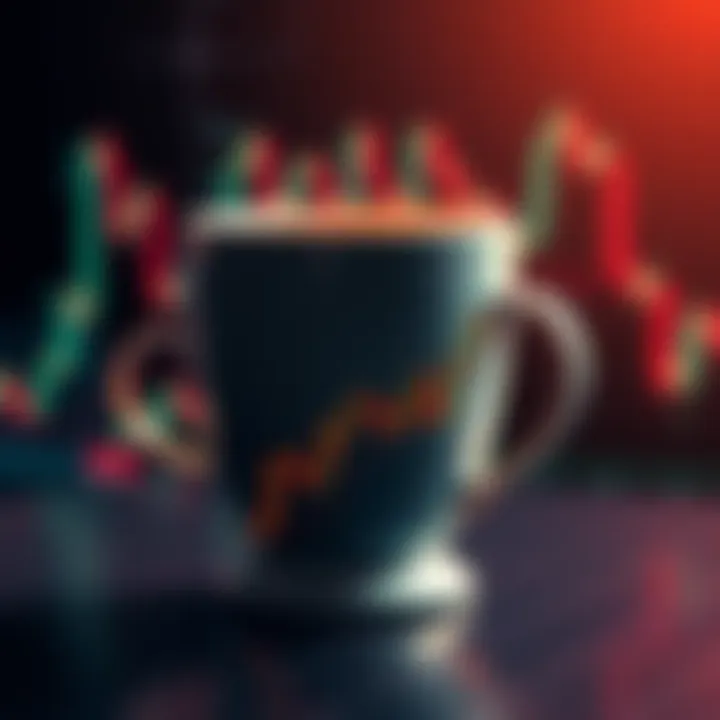 A visual representation of the Cup and Handle chart pattern used in trading, showing a rounded bottom and a handle formation.