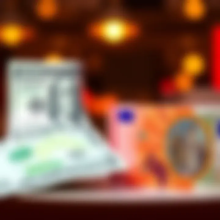 A graphic showing US dollars converting to Euros, symbolizing currency exchange