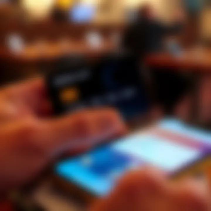 Close-up of a hand holding a Curve card, with cashback notifications visible on a smartphone screen.