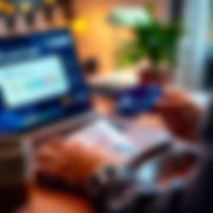 A person reviewing bank statements on a laptop while holding a Curve card in hand, highlighting concerns about double charges.