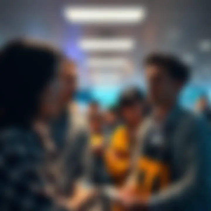 Frustrated customers at a bank, showing concern over withdrawal problems and lack of communication.