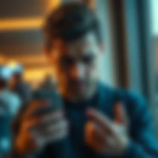 A person looking upset while holding a phone, representing frustration over a bank account closure after reporting a scam.