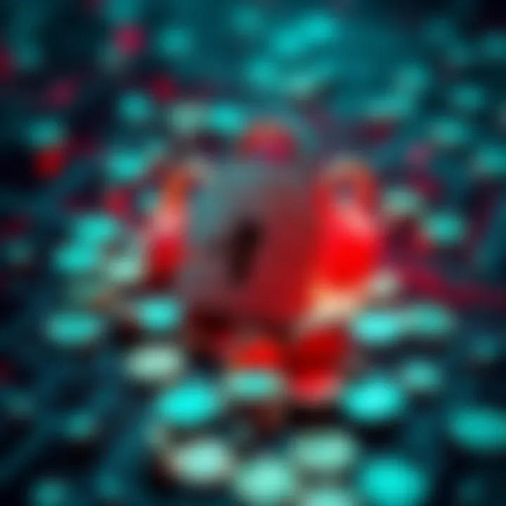 A graphic showing a broken lock symbolizing security breaches in cryptocurrency platforms, with currency symbols scattered around.