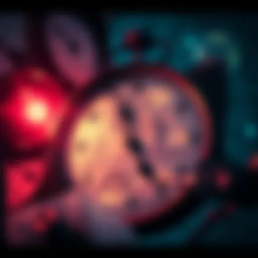 A clock with various symbols representing historical events around it, showcasing the concept of recurring societal trends.