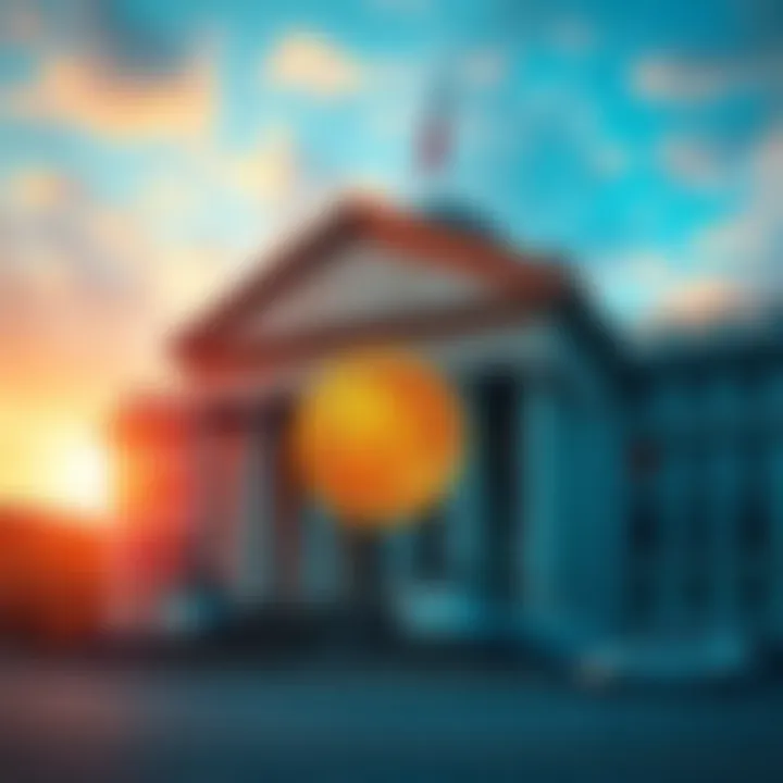 Czech Central Bank building with Bitcoin symbol in front, illustrating its historic purchase of Bitcoin.