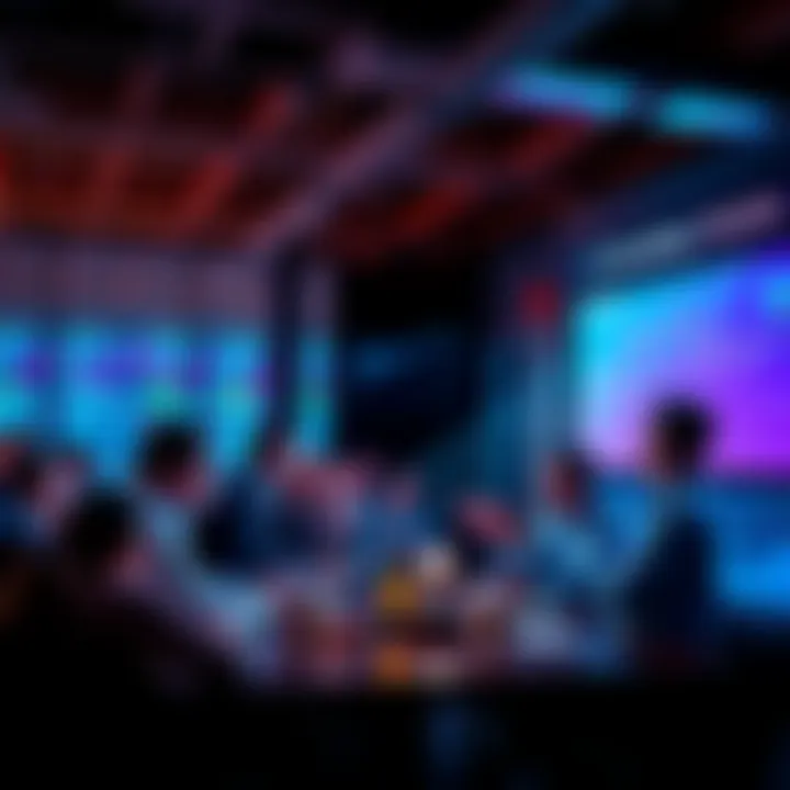 Group of people engaging in a lively discussion about trading and current events