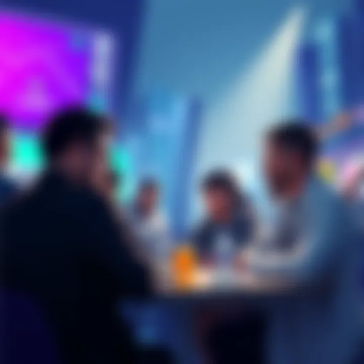 People engaging in a discussion about VeChain, sharing ideas about StarGate and VeBetter advancements.