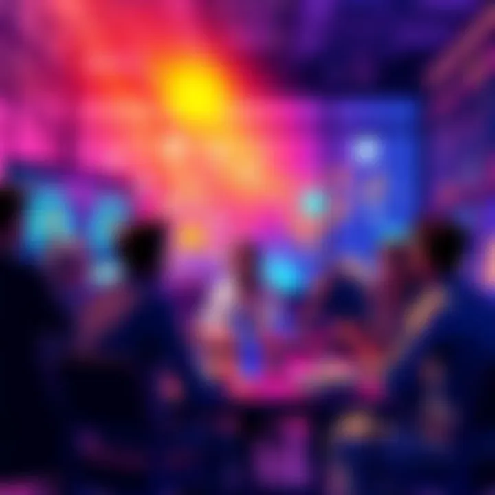 A group of people engaging in a lively discussion about blockchain technology in a virtual chat room.
