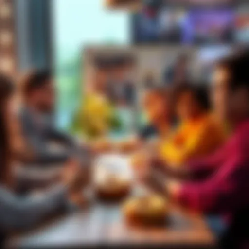 Participants engaging in a friendly discussion with donuts on the table