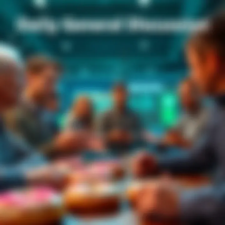 People discussing Ethereum challenges and the Stand with Crypto initiative, with donuts on the table