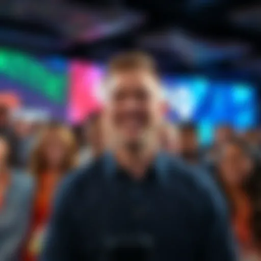 Darren smiling at a Channel 9 promotional event, surrounded by smiling attendees, but with empty spots for Chantel and Wyatt, who are noticeably absent.