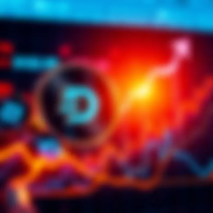 Dash cryptocurrency symbol with a rising graph Illustration of Dash cryptocurrency logo alongside a graph showing upward market trends