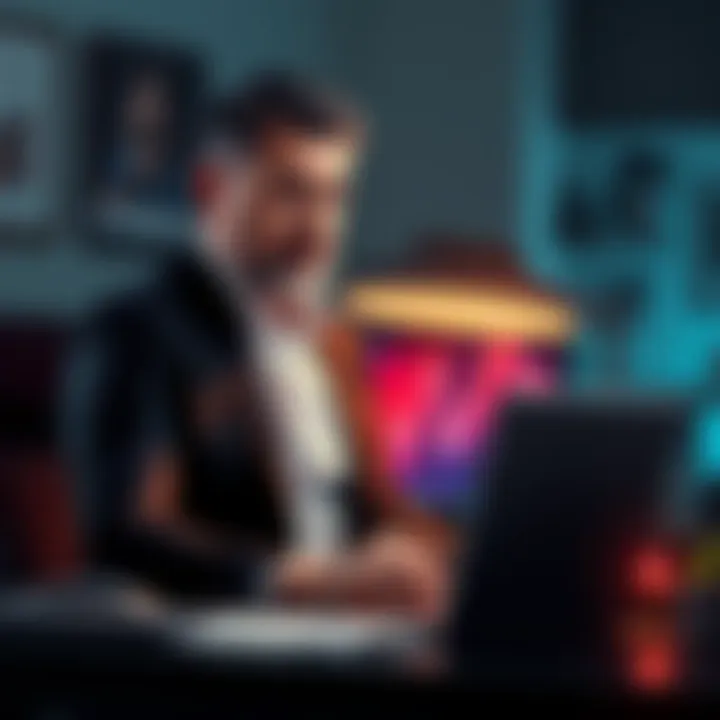 David Hoffman at a desk with a laptop, discussing Ethereum sales, looking thoughtful about cryptocurrency markets.
