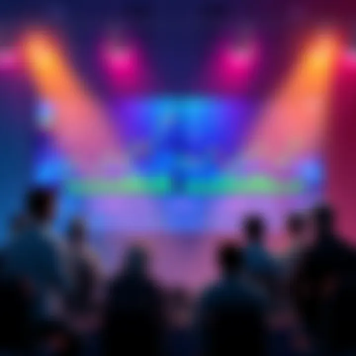 Debate on XRP and HBAR People discussing the future of XRP and HBAR, with charts and graphs showing price trends on a screen.
