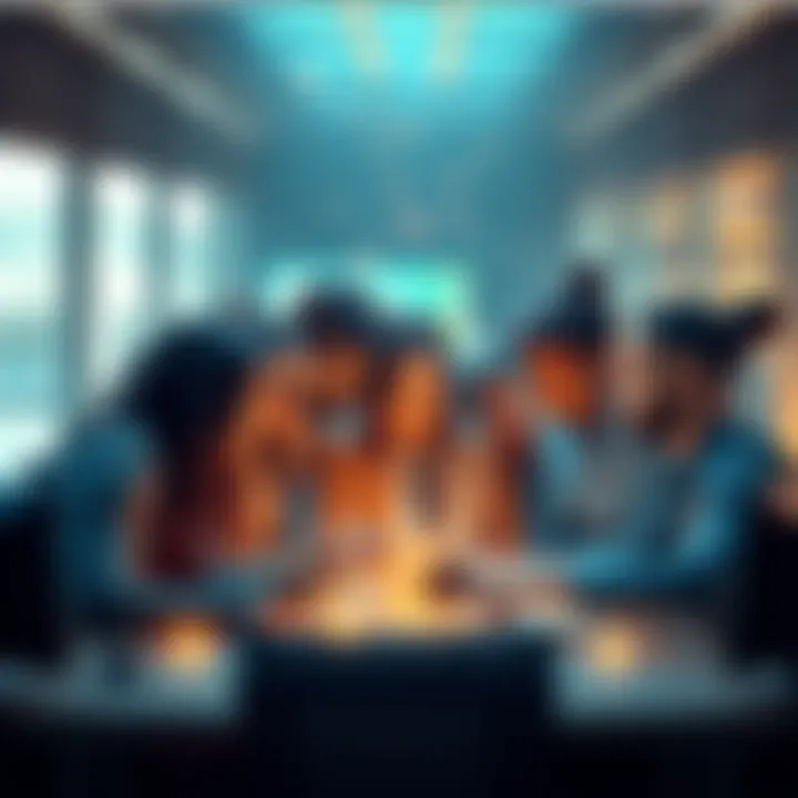 A diverse group of people collaborating on technology and governance projects, symbolizing empowerment and decentralization in various sectors in 2025.