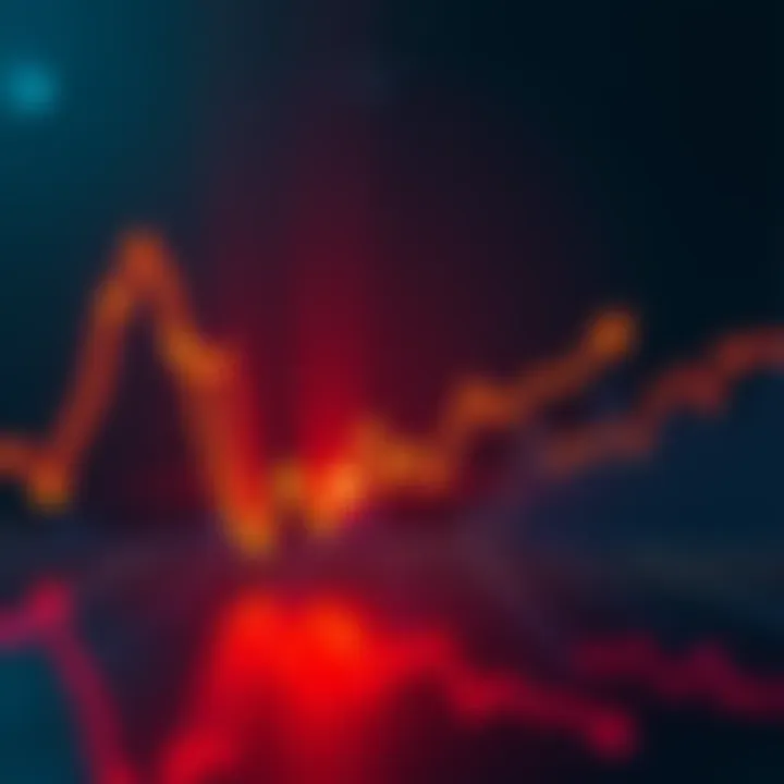 A graph showing a steep decline in cryptocurrency value, with red arrows pointing downward, reflecting market volatility and loss of investor confidence.