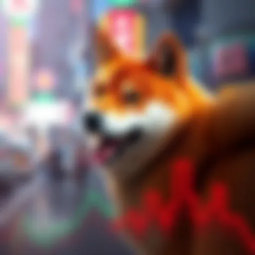 A graphical representation showing a downward trend of Shiba Inu's value alongside a decreasing burn rate chart.