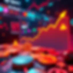A graphic showing declining charts with symbols of NFTs and cryptocurrencies, illustrating the fall of crypto concepts over five years.
