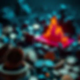 A visual representation of declining cryptocurrency values, featuring broken coins and a downward graph.