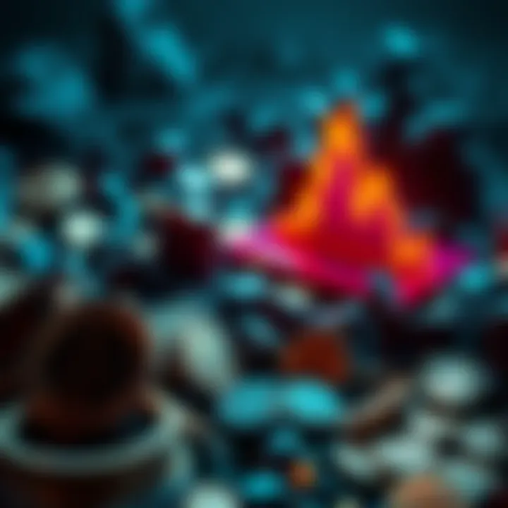 A visual representation of declining cryptocurrency values, featuring broken coins and a downward graph.