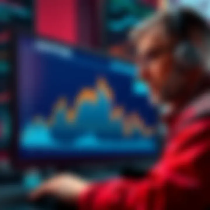 A chart showing a steep decline in cryptocurrency values, with a sad investor looking at the screen in disappointment.