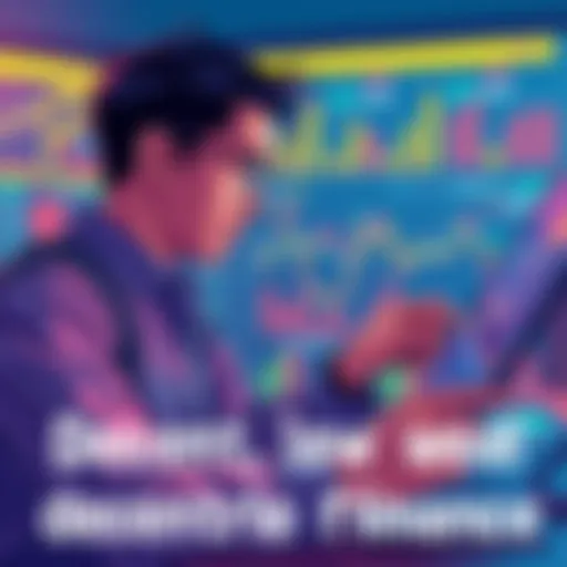 Decentralized Finance Insights Illustration showing a person analyzing DeFi charts and data for yield sustainability and risk management