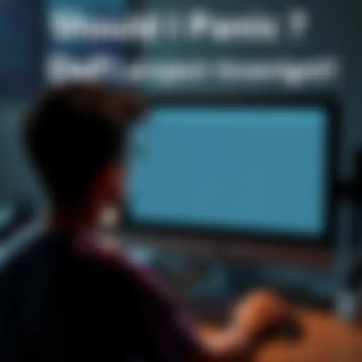 A worried person looking at a blank computer screen with down website notifications, symbolizing a vanished DeFi project