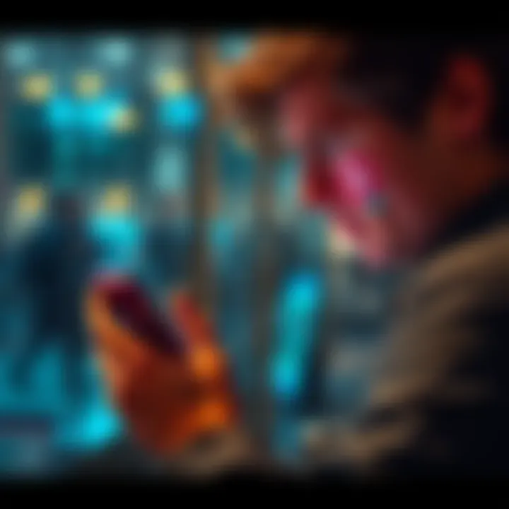 A frustrated person checking their phone while waiting for a delayed money transfer with Revolut logo on the screen