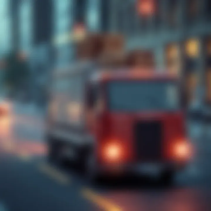 A delivery truck loaded with packages on the road, symbolizing card delivery