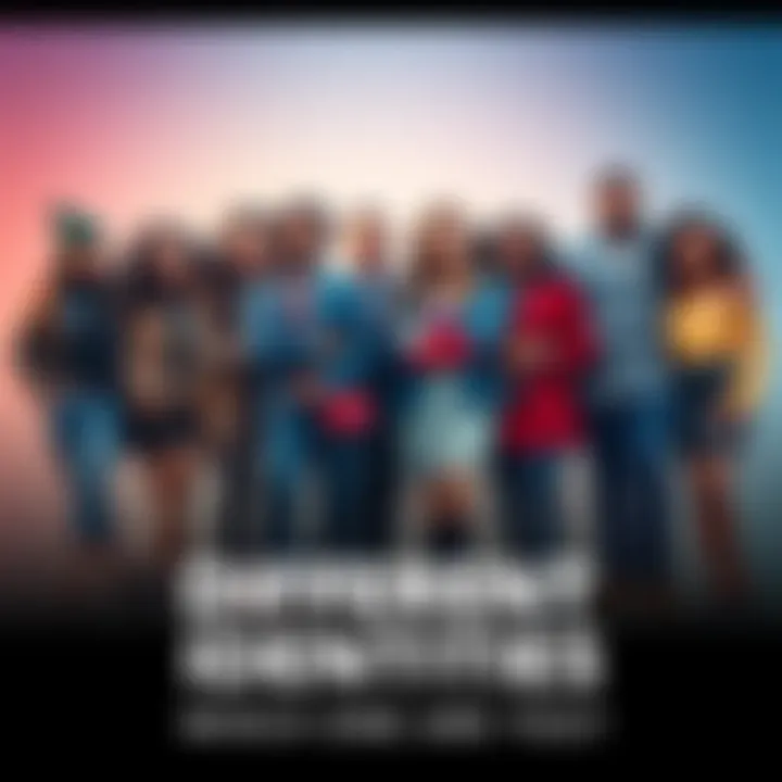 People standing together, each displaying a unique style representing various identities, smiling and engaging with one another.