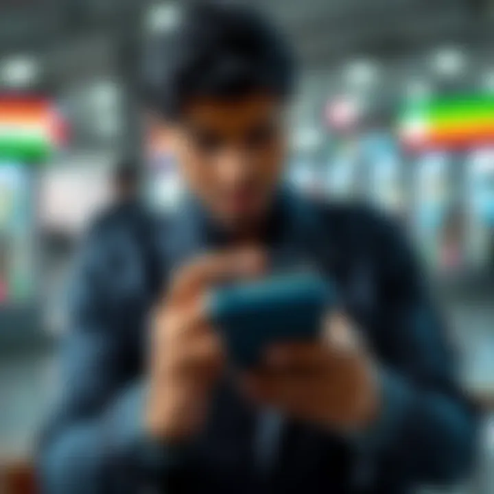 A person using a smartphone to make a payment with India's Digital Rupee, showing ease of cashless transactions.