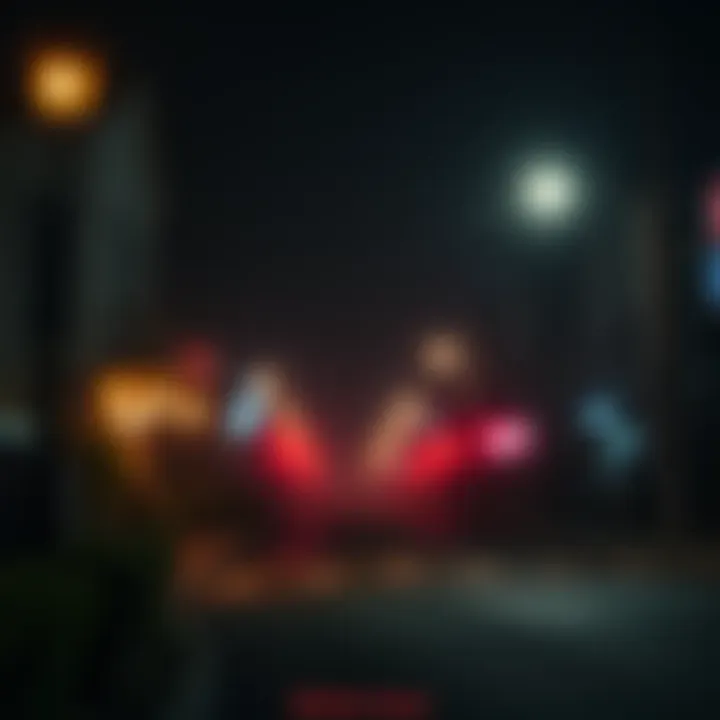 A dimly lit street with signs of a closed project, reflecting concern among local residents.