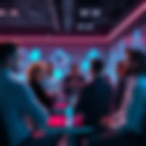 People talking about DeFi trends and Ethereum strategies in a group setting