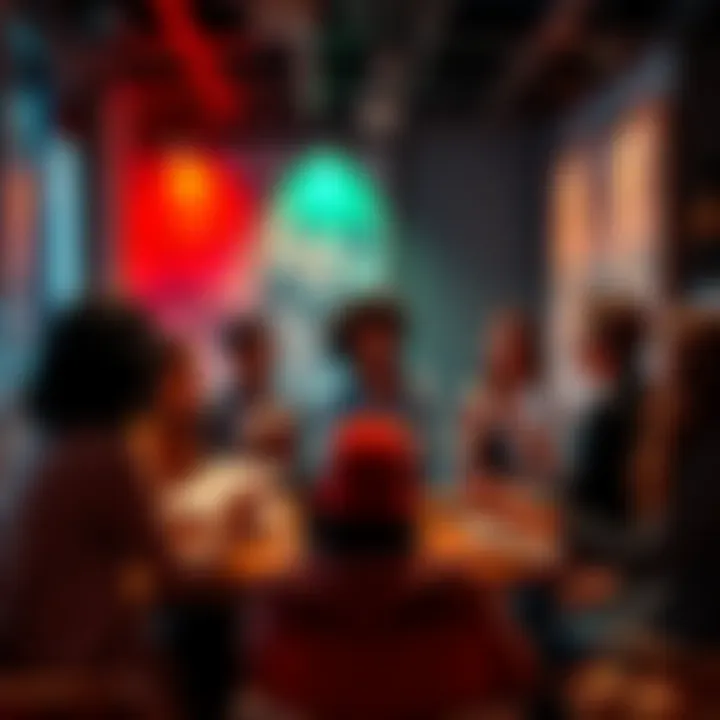 Discussion group gathering A group of people engaging in a lively discussion with notebooks and laptops, sharing ideas and insights about current events.