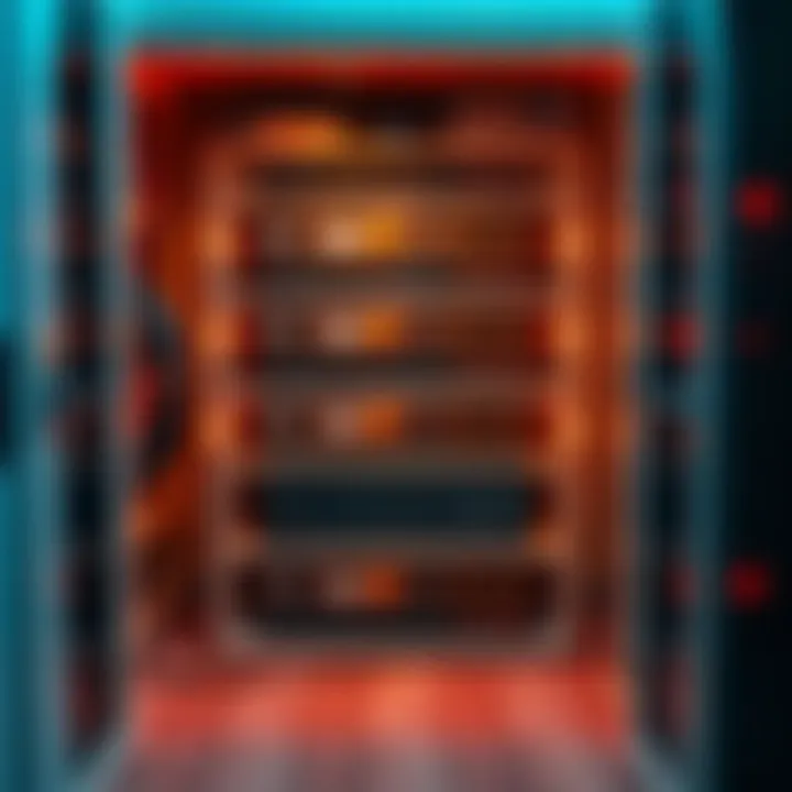 A homemade server rack in a closet, housing silent farming hard drives, organized neatly.