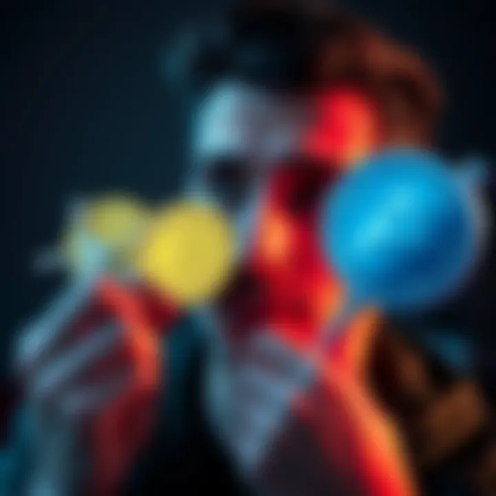 A visual showing a person contemplating whether to trade their DOGE coins for ADA coins, with both coins displayed prominently, and a thoughtful expression on the person's face.