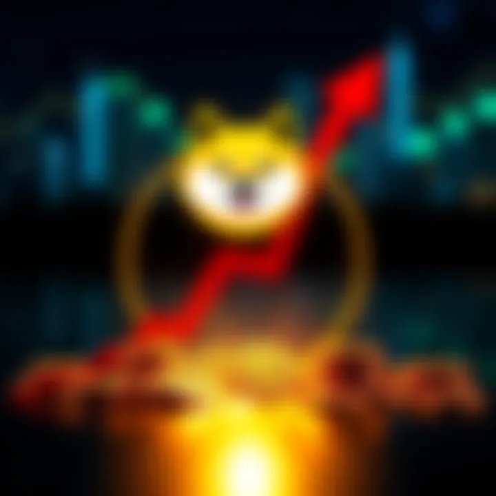 Doge Coin Price Prediction Graphic showing Doge Coin logo with an upward arrow indicating a price increase to $.75 by May 2026